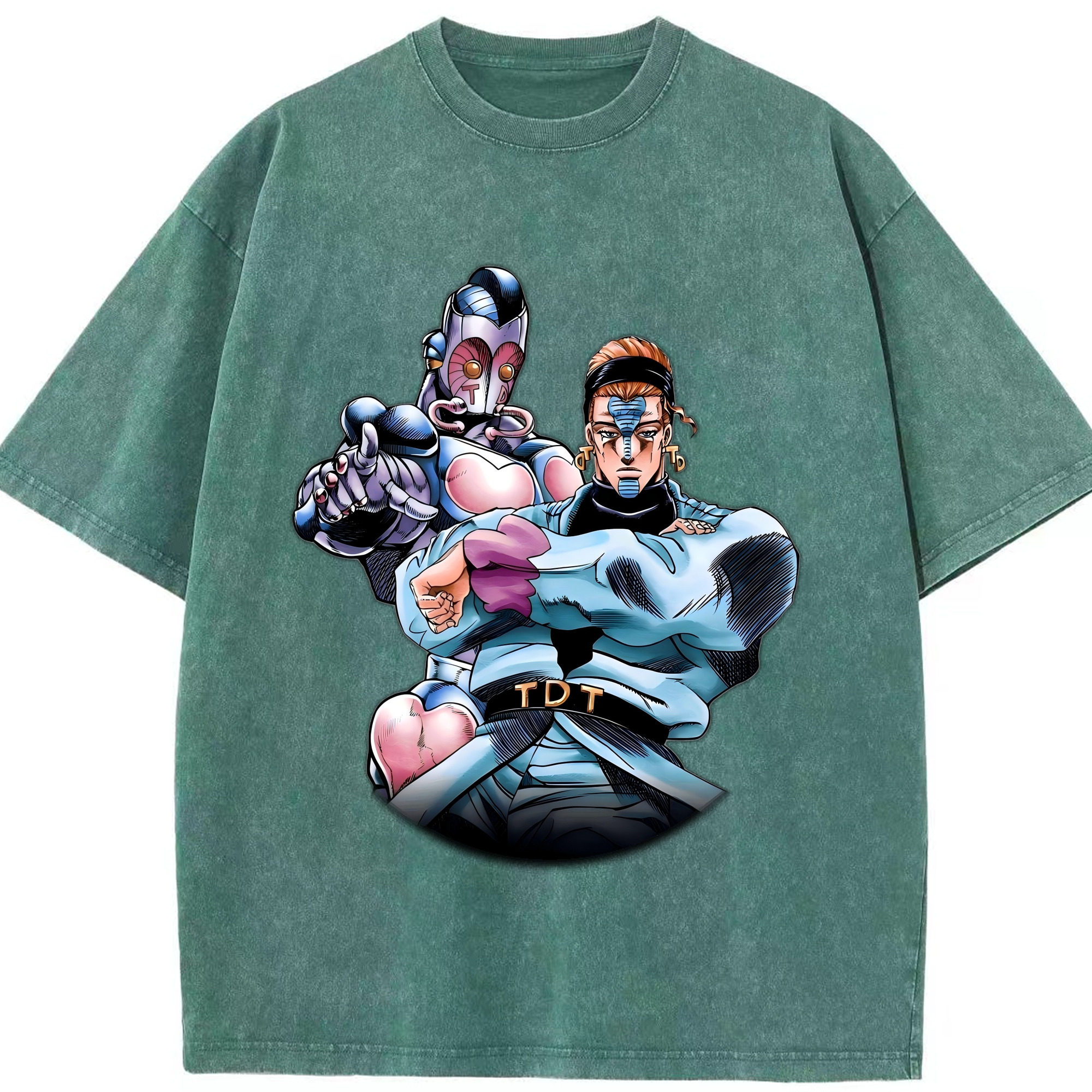 （画像用） ジョジョの奇妙な冒険 ひがしかた じょうすけ JoJo's Bizarre Adventure Higashikata Josuke 綿100% ヴィンテージ風 半袖Tシャツ（フロントプリント）